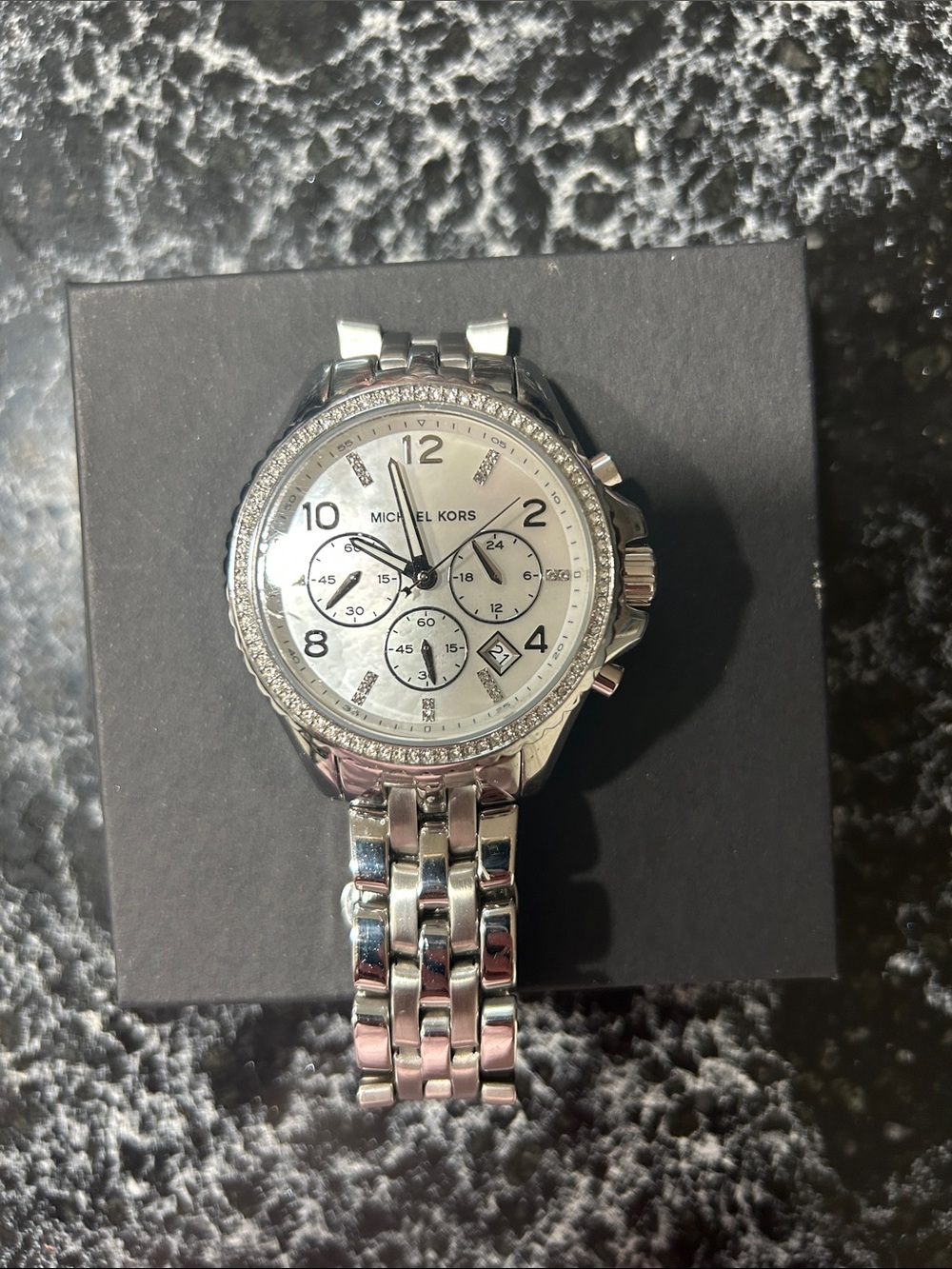 Michael Kors Silver Crystal-Accent Stainless Chronograph Watch